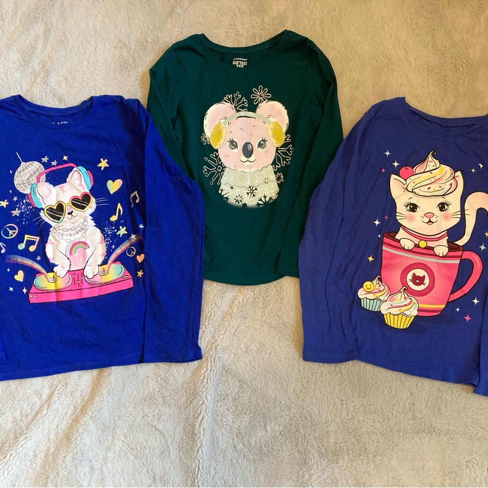 The Children's Place Jumping Beans Cats Koala Long Sleeve Tee Shirts 6,7-8